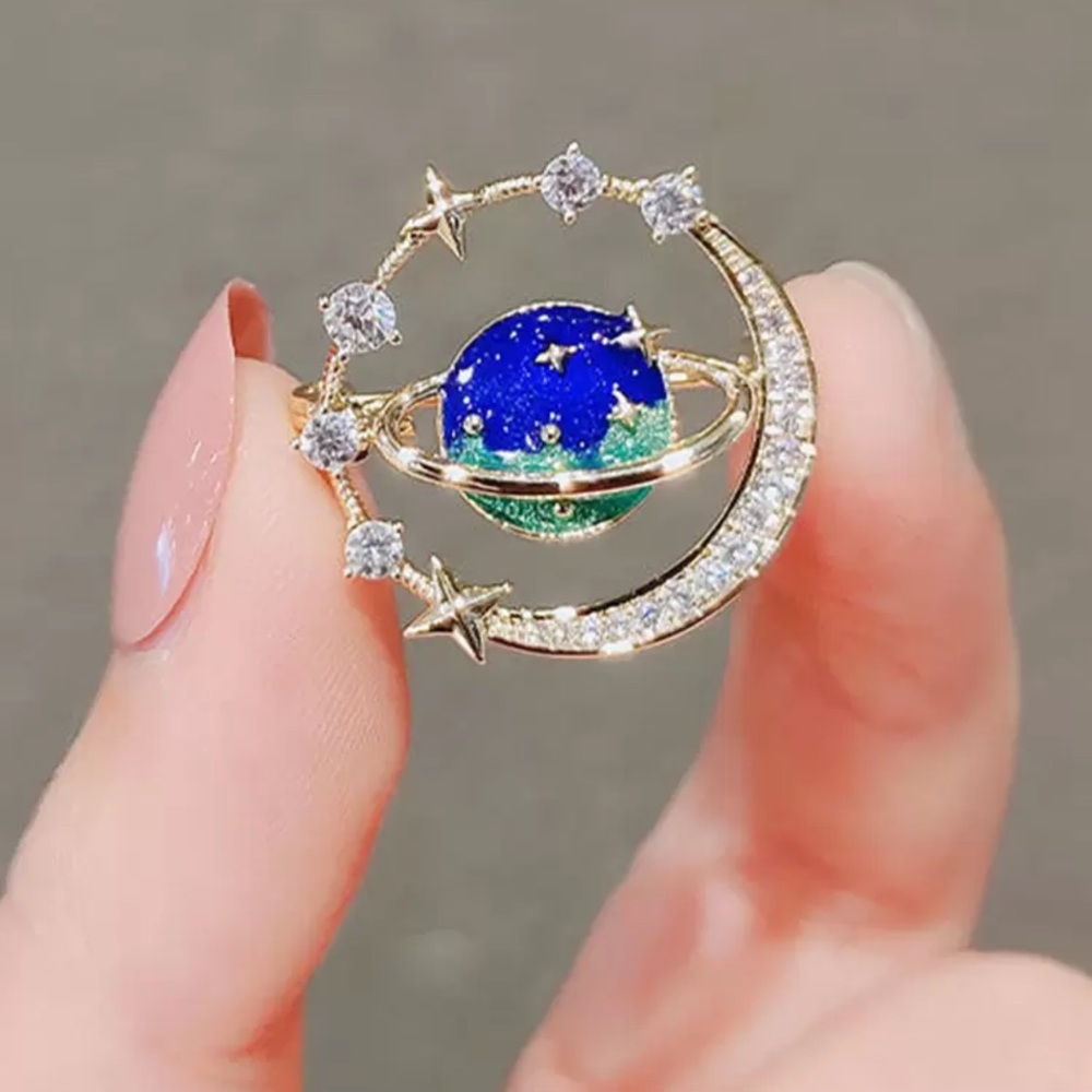 Planetary Brooch, Earth Brooch, Galaxy Brooch, Celestial Brooch, Planet and Star